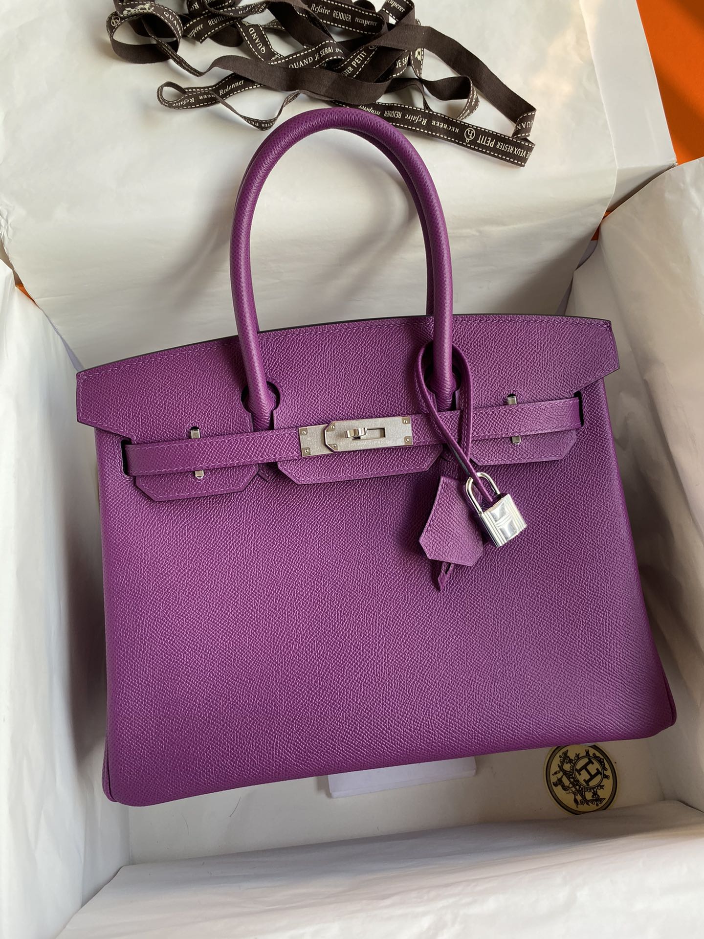 Hermes Birkin 30CM Epsom Leather Handbag Anemone